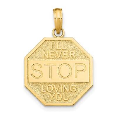 I&#39;Ll Never Stop Loving You On Octagon Plaque Charm 14k Gold K8822, MPN: K8822, 63721802377