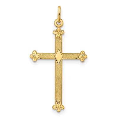 Textured Solid Diamond Shape Cross Pendant 14k Gold Polished XR1952, MPN: XR1952, 196904094570