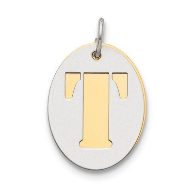 Initial T Double Plate Oval Charm Sterling Silver QC7911T, MPN: QC7911T,