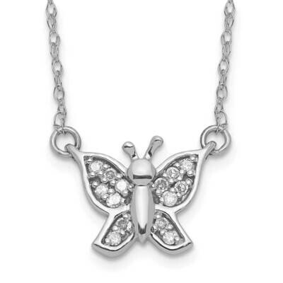 10k Gold White Gold Polished Diamond Butterfly Necklace PXD3150-0WS43-18
