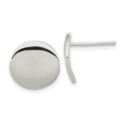 12mm Flat Circle Post Earrings Sterling Silver Polished QE16001, MPN: QE16001, 196904151822
