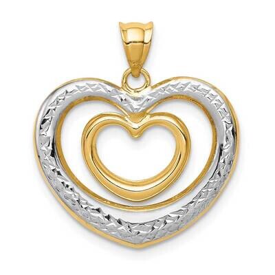 Polished Diamond-cut Heart Pendant 14k Gold &amp; White Rhodium K6408, MPN: K6408, 883957923666