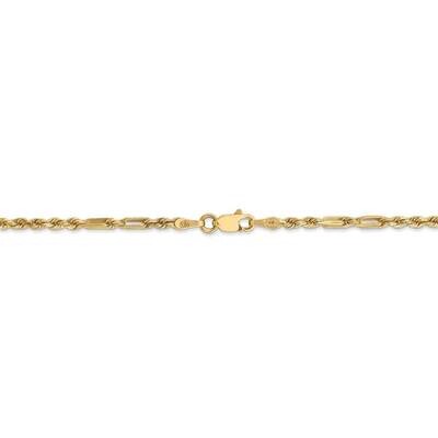 22 Inch 2.5mm Milano Rope Chain 14k Yellow Gold MIL045-22, MPN: MIL045-22, 191101995453