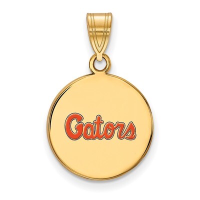University of Florida Medium Enamel Disc Pendant Gold-plated Sterling Silver GP092UFL, MPN: GP092UF…