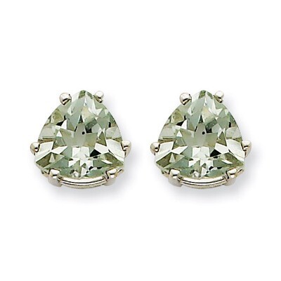 8mm Trillion Green Quartz Earrings 14k White Gold XE96WCG, MPN: XE96WCG, 883957110424