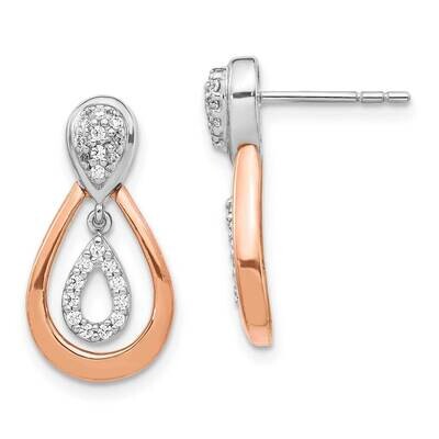 Rose Gold Diamond Post Dangle Earrings 14k White Gold EM5565-020-WRA, MPN: EM5565-020-WRA, 88395720…
