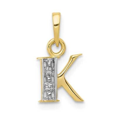 Diamond Initial K Charm 10k Gold and Rhodium 10YC250K, MPN: 10YC250K,