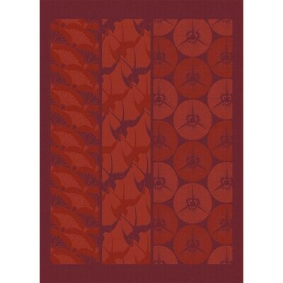 Le Jacquard Francais Tea Towel Yukata Red 100% Cotton 26864 Set of 4, MPN: 26864, 3660269268640