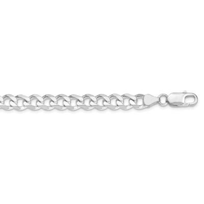 7.5mm Curb Chain 28 Inch Sterling Silver Rhodium-Plated QCB200R-28, MPN: QCB200R-28,