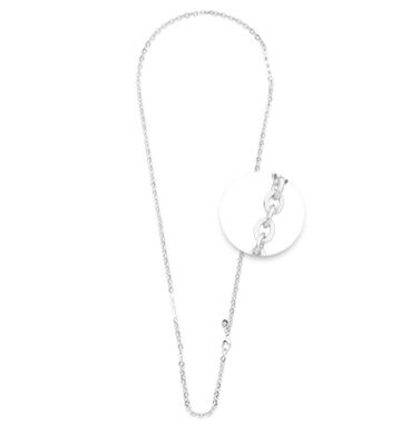 Nikki Lissoni Flattened Cable Chain 4 x 5mm with Statements Swarovski Stones Silver-plated 60cm N10…