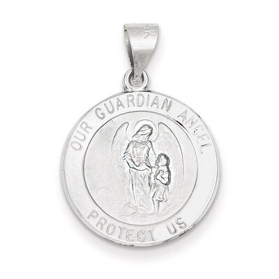 Polished and Satin Our Guardian Angel Medal Pendant 14k White Gold XR1280, MPN: XR1280, 883957450261