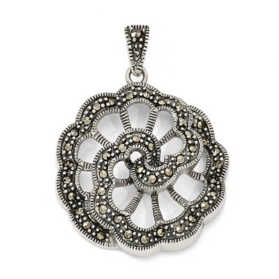 Marcasite Floral Pendant Sterling Silver QP3978