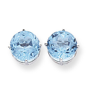 Blue Topaz Diamond Round Stud Earrings 14k Gold XE77WBT, MPN: XE77WBT, 883957099798