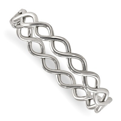 Criss Cross Hinged Bangle Stainless Steel Polished SRB1840 by Chisel, MPN: SRB1840, 191101603723