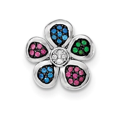 Synthetic Stones &amp; CZ Flower Pendant Sterling Silver QP4211