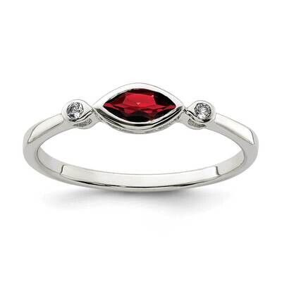 Garnet and White Topaz Ring Sterling Silver Polished QR7065JAN, MPN: QR7065JAN, 883957619477