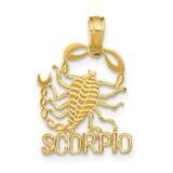 Engraved Block Scorpio Charm 14k Gold K8953, MPN: K8953, 637218031757