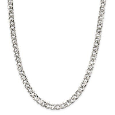 26 Inch 8mm Pave Curb Chain Sterling Silver QCF220-26, MPN: QCF220-26, 883957822396