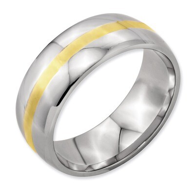 14k Gold Yellow Inlay 8mm Polished Band - Stainless Steel SR2 by Chisel, MPN: SR2, 883957736044