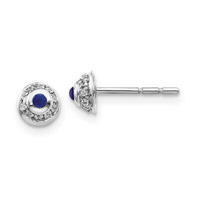 Cabochon Sapphire Earrings 14k White Gold Diamond EM4030-SA-008-WA, MPN: EM4030-SA-008-WA, 19110183…