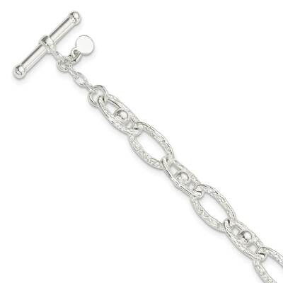 Hammered Oval with Beads Bracelet Sterling Silver QG5811-7.75, MPN: QG5811-7.75,