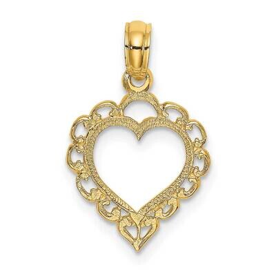 Heart with Lace Trim Charm 14k Gold K7097, MPN: K7097, 637218006410