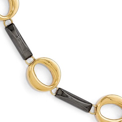 Leslie&#39;s Rhodium/Gold-tone Flash 24k Plated Bracelet 8 Inch - Sterling Silver HB-QLF394-8, MPN: QLF…