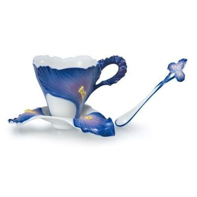 Franz Porcelain Garden Blossoms Iris Cup Saucer Spoon Set FZ02080, MPN: FZ02080,