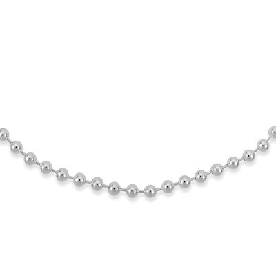 18inch Hollow Polished Fancy Beaded Necklace Sterling Silver QH368-18