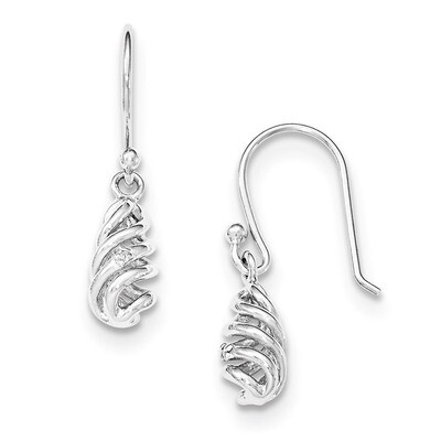 Spiral Dangle Earrings Sterling Silver Diamond QW395, MPN: QW395, 191101195150