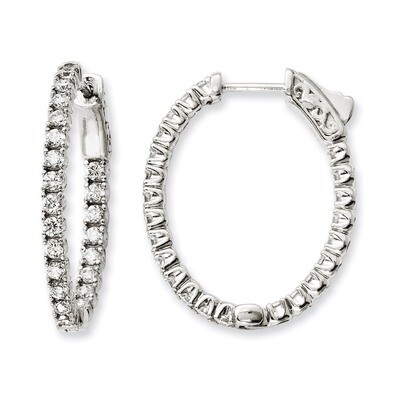 CZ In and Out Oval Hoop Earrings Sterling Silver Rhodium-plated QE11059, MPN: QE11059, 886774727189