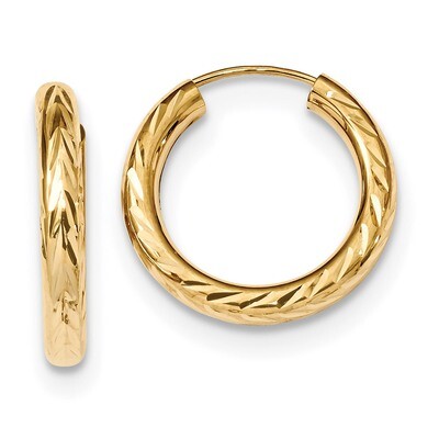 Diamond -cut Endless Hoop Earrings 14k Gold Polished TF1004, MPN: TF1004, 191101057854