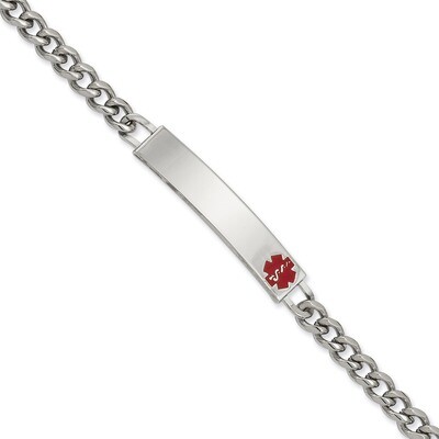 Kelly Waters Small Red Epoxy Medical ID Bracelet 7 Inch Rhodium-plated KW535-7.25, MPN: KW535-7.25,…