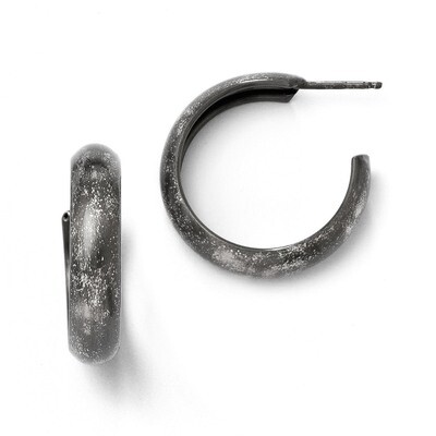 Sterling Silver Rhodium-plated Post Hoop Earrings QLE331