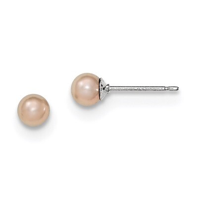 6-7mm Purple Freshwater Cultured Round Pearl Stud Earrings Sterling Silver QE12727, MPN: QE12727, 1…