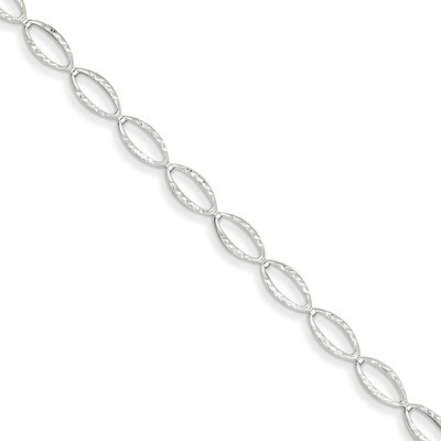 Polished Oval Link Bracelet 7.25 Inch 14k White Gold FB1333-7.25, MPN: FB1333-7.25, 869944820316