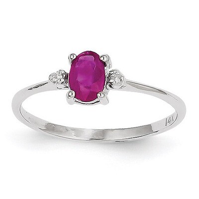 Diamond &amp; Ruby Birthstone Ring 14k White Gold XBR220, MPN: XBR220, 883957857473