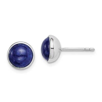 7mm Lapis Post Earrings Sterling Silver Rhodium-plated QE14937, MPN: QE14937, 883957926544