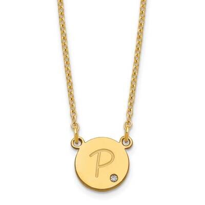 Initial Circle with Diamond Necklace Sterling Silver Gold-plated XNA1380GP, MPN: XNA1380GP,