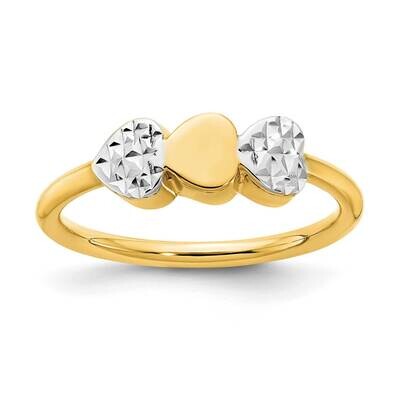 Hearts Ring 14k Gold &amp; White Rhodium Diamond-Cut R953, MPN: R953,