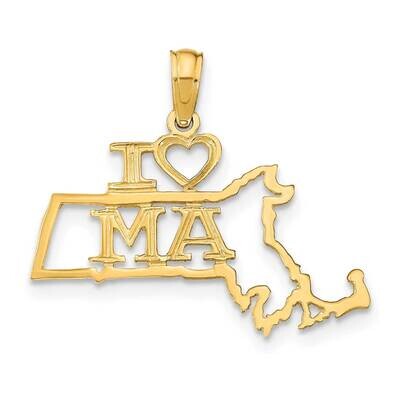 Massachusetts State Pendant 14k Gold Solid D1166, MPN: D1166,