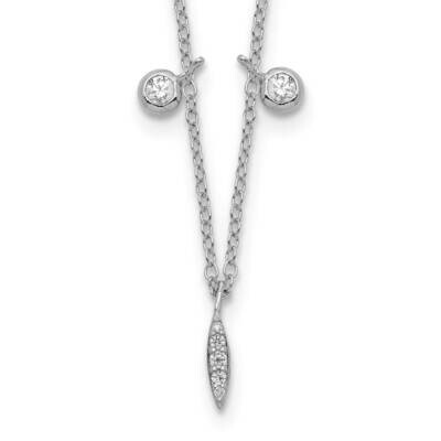 CZ Diamond with 2 Inch Extender Necklace 18 Inch Sterling Silver Rhodium-Plated QG5515-16, MPN: QG5…