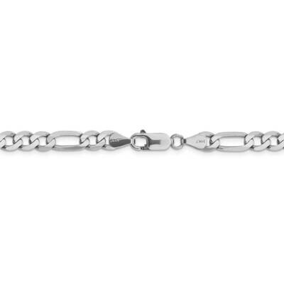 22 Inch 6.0mm Flat Figaro Chain 14k White Gold WFIG160-22, MPN: WFIG160-22, 191101833328