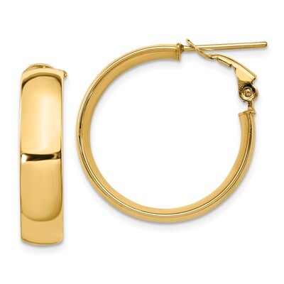 Leslie&#39;s 6mm Omega Back Hoop Earrings 14k Gold High Polished HB-LE1891, MPN: LE1891, 886774127316