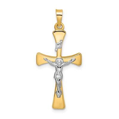Hollow Inri Crucifix Cross Pendant 14k Two-Tone Gold Polished XR2059, MPN: XR2059,