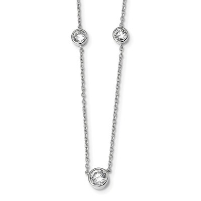 3-Stone CZ Diamond Necklace 18 Inch Sterling Silver Rhodium-plated QG4343-18, MPN: QG4343-18, 88677…