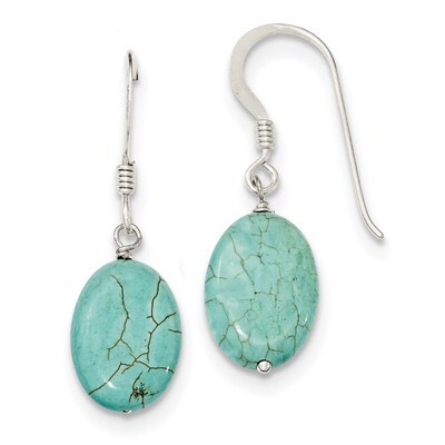 Blue Reconstructed Magnesite Earrings Sterling Silver QE12825, MPN: QE12825, 883957812229