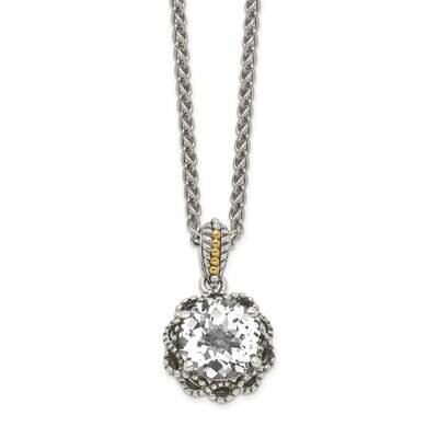 White Topaz Pendant Sterling Silver with 14k Gold Polished QTC1693, MPN: QTC1693, 883957622934