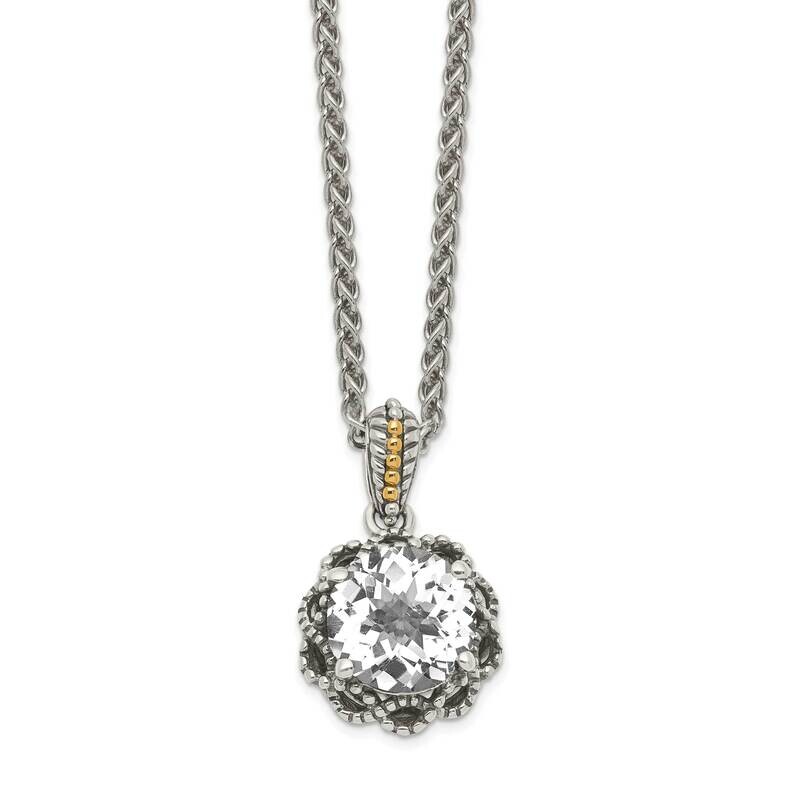 White Topaz Pendant Sterling Silver with 14k Gold Polished QTC1693