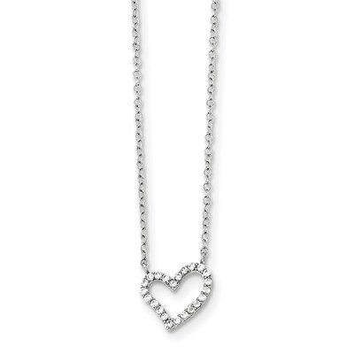 CZ Diamond Heart Necklace 18 Inch Sterling Silver Rhodium-plated QG4021-18, MPN: QG4021-18, 1911010…